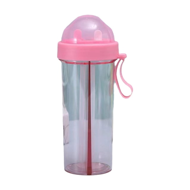 Botella de agua transparente de plástico mate, vaso portátil impermeable de 600 ml con pajita independiente, ideal para deportes al aire libre, viajes y hidratación diaria