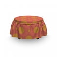 thumbnail image 3 of African Ottoman Cover, Traditional Modern Ethnic, 2 Piece Slipcover Set with Ruffle Skirt for Square Round Cube Footstool Decorative Home Accent, Standard Size, Yellow and Hot Pink, by Ambesonne, 3 of 5