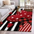 thumbnail image 2 of Valentine's Day Washable Area Rug 4 x 6 ft Red Stripes Love Plaid Heart Black Stripes Leopard, Soft Non Slip Rugs Stain Repellent Indoor Felt Carpet for Living Dining Room Bedroom Home Office, 2 of 9