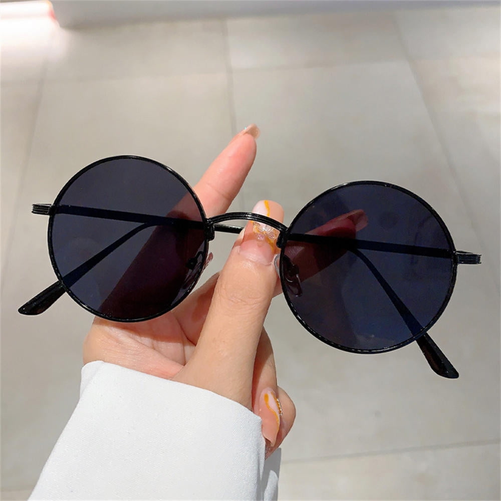 Retro Round Frame Sunglasses Men Women Metal Classic Steampunk - Main Image