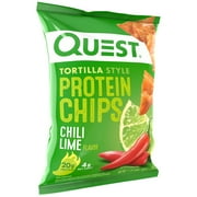 Quest Tortilla Style Protein Chips with 20g of Protein, Chili Lime Flavor, 1.1 Oz, Single