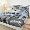thumbnail image 3 of Manfei Wild Deer Bear Full Size Sheets,Weatern Farm Cabin Bed Sheets,Patchwork Geometric Checkered Sheet Sets For Kids,Ultra Soft Home Decor,4pcs, 3 of 7