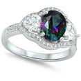 thumbnail image 4 of CHOOSE YOUR COLOR Multi-color CZ Elegant Ring .925 Sterling Silver Band Black Female Size 6, 4 of 4
