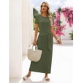 thumbnail image 4 of Merokeety Womens Summer T Shirt Dresses Crew Neck Tie Waist Midi Dress Armygreen xl, 4 of 8