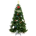 thumbnail image 1 of Patiojoy 6ft Round Tip PVC Artificial Christmas Tree Hinged Branches w/Stand Green, 1 of 9