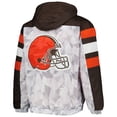 thumbnail image 3 of Men's Starter White/Brown Cleveland Browns Thursday Night Gridiron Raglan Half-Zip Hooded Jacket, 3 of 4