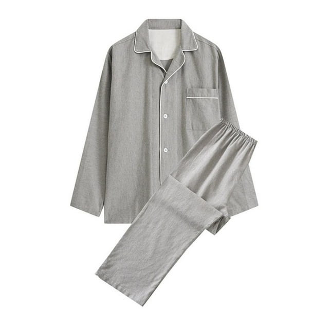 LSLJS Ensembles de Pyjama pour Hommes Décontractés Vêtements d'Intérieur Hauts à Manches Longues Pantalons Col Rabattu Pyjamas de Nuit Ensembles, Vêtements de Nuit pour Hommes Cadeaux pour Hommes