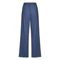 thumbnail image 4 of Enjoytime Wide Leg Pants Woman Casual Cotton Linen Beach Pants with Drawstring Elastic Waist Lightweight Straight Leg Summer Pants for Women 2024 on Clearance, 4 of 5
