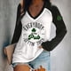 thumbnail image 2 of Camiseta de manga larga con estampado del Día de San Patricio para mujer - Top informal con cuello en V - Poliéster-spandex - Divertido diseño Pub Gettin', 2 of 4