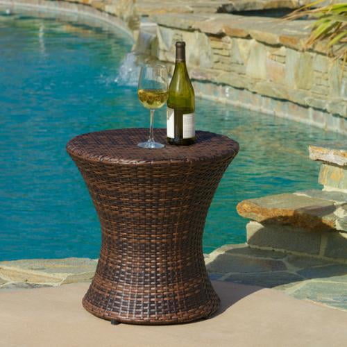 Angela Wicker Outdoor Brown Accent Table by GDF Studio