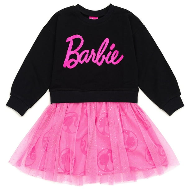 Vestido Barbie French Terry para niñas grandes, negro, 14-16 años