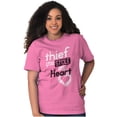 thumbnail image 3 of Thief Stole My Heart Valentines Day Women's Graphic T Shirt Tees Brisco Brands M, 3 of 6