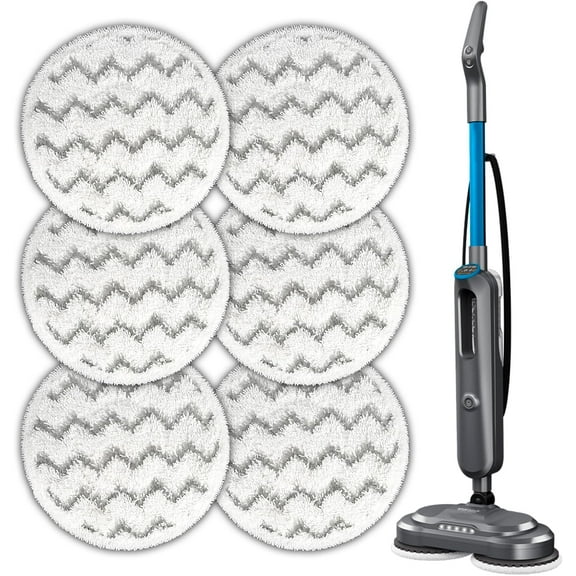 (6 Pack) 3897A Replacement Mop Pads for Bissell SpinWave SmartSteam Scrubbing Steam Mop 3897A 3712C 3712W, Spinning Scrubbing Mop Pads, Heavy Duty Scrubby Mop Pad, Wave Pattern Pads