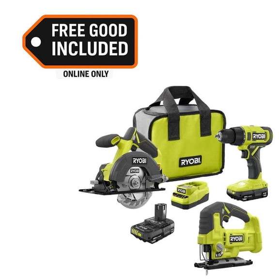 ONE  18V Cordless 2-Tool Combo Kit with (2) 1.5 Ah Batteries, Charger, and FREE ONE  Cordless Jig Saw