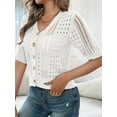 thumbnail image 5 of Women'S Comfy Knit Sweater Cardigan Casual Hollow-Out Short Sleeve Cardigan for Wear White XL, 5 of 7