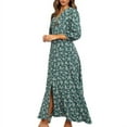 thumbnail image 2 of Wuffmeow Jupe Longue Bohème d'Été pour Femmes Manches 3/4 Fête de Vacances Plage Robe Longue, 2 of 7