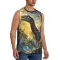 thumbnail image 2 of Yiaed Sunshine Jungle Dinosaur Print Men's Singlet Vests Summer Running Muscle Tank Tops Gym Undershirt Round Neck Sleeveless for man, 2 of 5