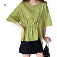thumbnail image 1 of Camiseta casual de mujer con cuello redondo, media manga, blusa suelta irregular para chica superior sidaley AP001742-06, 1 of 7
