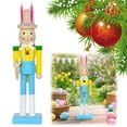 thumbnail image 2 of Cute Traditional Rabbit Wooden Nutcracker 10 Inch Easter Wood Decorative Bunny Figurine Ornament for Spring Home Decor Collectible Gifts (Blue), 2 of 9