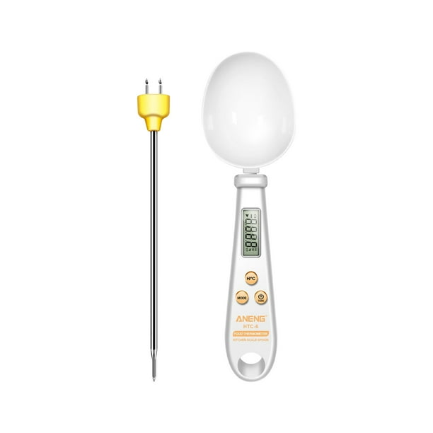 Yhmxh Báscula digital para cuchara medidora con aguja de temperatura reemplazable, para alimentos y café, de alta precisión, para el hogar, 500 g, 0,1 g, para utensilios de cocina y comidas diarias.