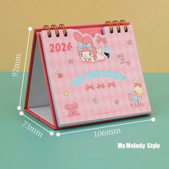 2026 New Comic Calendar - Cute Kuromi Cartoon Cinnamoroll Graffiti Desk Calendar For Office & New Year Gift
