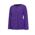 thumbnail image 5 of UTTOASFAY Women Casual Plus Size Plush Sweater Pockets Outerwear Buttons Cardigan Coat Purple 12(XXL), 5 of 9