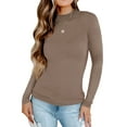 thumbnail image 2 of ADREAMLY Women Long Sleeve Tight Fitted Top Double Lined Turtleneck Tops Winter Base Layer Underwear, 2 of 7