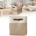 thumbnail image 2 of Fabric Storage Bins Cozival Large Fabric Storage Basket with Handles, 28X28Cm Linen Canvas Organizer Bin for Clothes, Toys, Books, Bedroom, Closet, Nursery, Linen Organizer Basket, Beige, 2 of 9