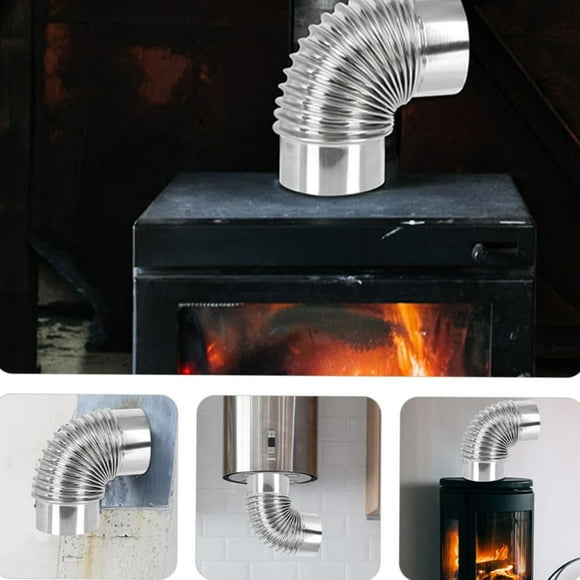 Becaristey Stainless Steel Multi-Functional Chimney Exhaust Flue With Flexible Ventilation Pipe Convenient 6*50 Corrugated Pipe