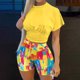 thumbnail image 2 of Traje de cintura con estampado floral de verano para mujer Traje casual de dos piezas a la moda Wmkox8yi bvn969, 2 of 9