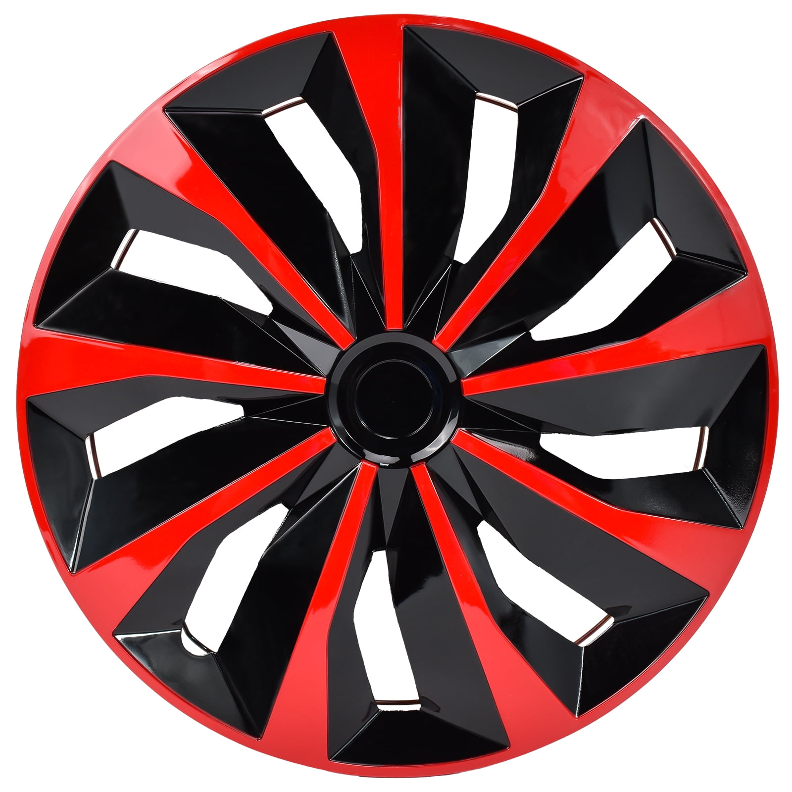 Hex Autoparts Hub Cap 15 inch Set of 4 fits R15 Tire & Steel Full Rim, Snap On Full Hubcaps Wheel Covers Universal for 15" Rims Red Black A-Type