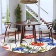 thumbnail image 4 of Round Area Rug 5ft,Country Red Blue Gray Flowers Washable Carpet Non-Slip Runner Accent Rugs Indoor Floor Mat for Bedroom Living Room Decor,Watercolor Farm Floral, 4 of 9