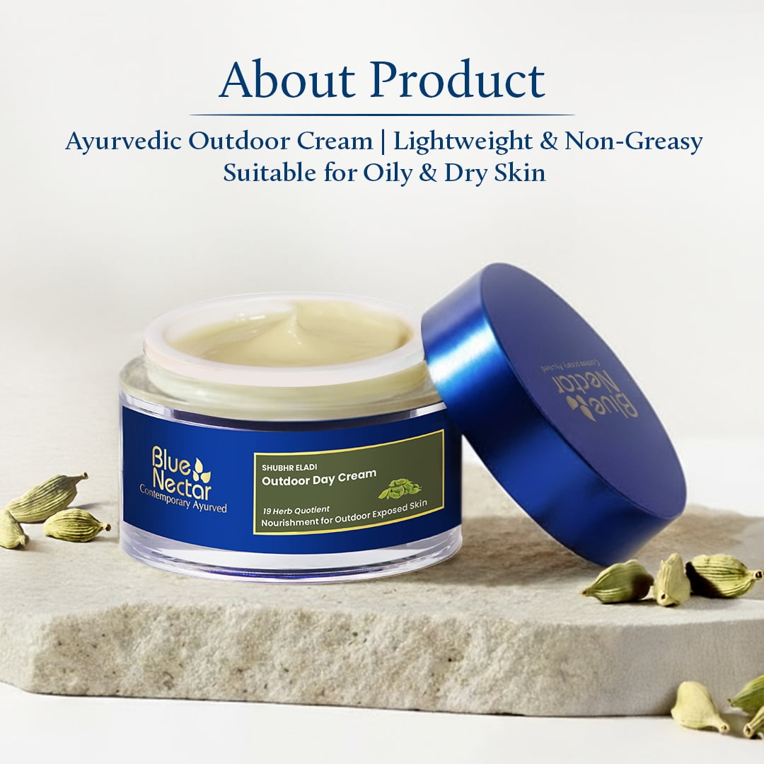 Blue Nectar Eladi Outdoor Day Face Cream for Women | Cardamom Day Cream for Outdoor Exposed Skin & Nourishment | Hydrating Face Moisturizer for Dry & Oily Skin (19 Herbs, 1.7 Oz)