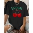 thumbnail image 1 of T-shirt à Manches Courtes Col Rond Imprimé Rétro Décontracté Vêtements pour Femmes Fête des Pères, Fête des Mères, Nouvel An, Festival de Printemps, Saint-Valentin, Independent, 1 of 6