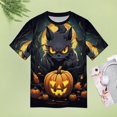 thumbnail image 4 of Halloween Scary Night Full Moon Women's Short Sleeve T-Shirt Crew Neck Casual Summer Trendy Loose Fit Tops, 4 of 6