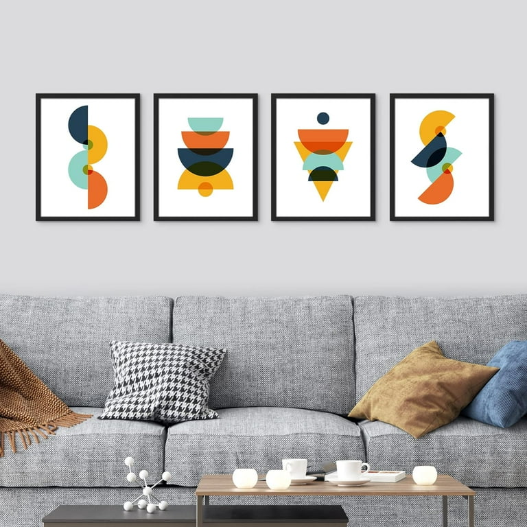 ビンテージ　MODERN GEOMETORIC ART PRINT PixonSign Framed Mid-Century Modern Vintage Bright Polygon