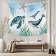 thumbnail image 5 of Coastal Tapestry for Bedroom Wall Hanging Tapestry, Ocean Turtle Seahorse Octopus Whale Beach Starfish Ceiling Backdrop Tapestries Poster Blanket Wall Decor for Teens Room Living Room Dorm 39" x 59", 5 of 8