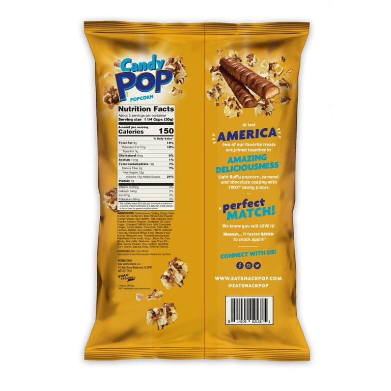 Candy Pop TWIX Caramel Chocolate Covered Popcorn, 5.25 oz
