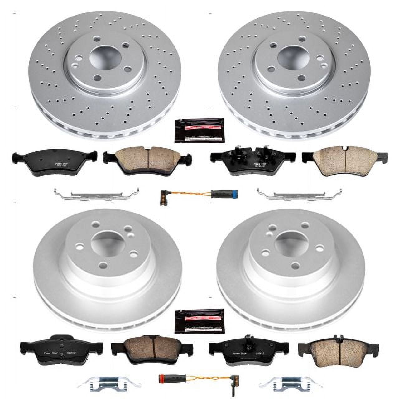PowerStop Front and Rear Geomet Coated Brake Rotor and Pad Kit Fits: MERCEDES-BENZ Select Models CRK6358