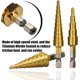 thumbnail image 2 of Juegos de brocas escalonadas, juego de brocas cónicas, cambio rápido métrico de vástago hexagonal con controlador de impacto para carpintería de bricolaje, metal (3 piezas, dorado), 2 of 5