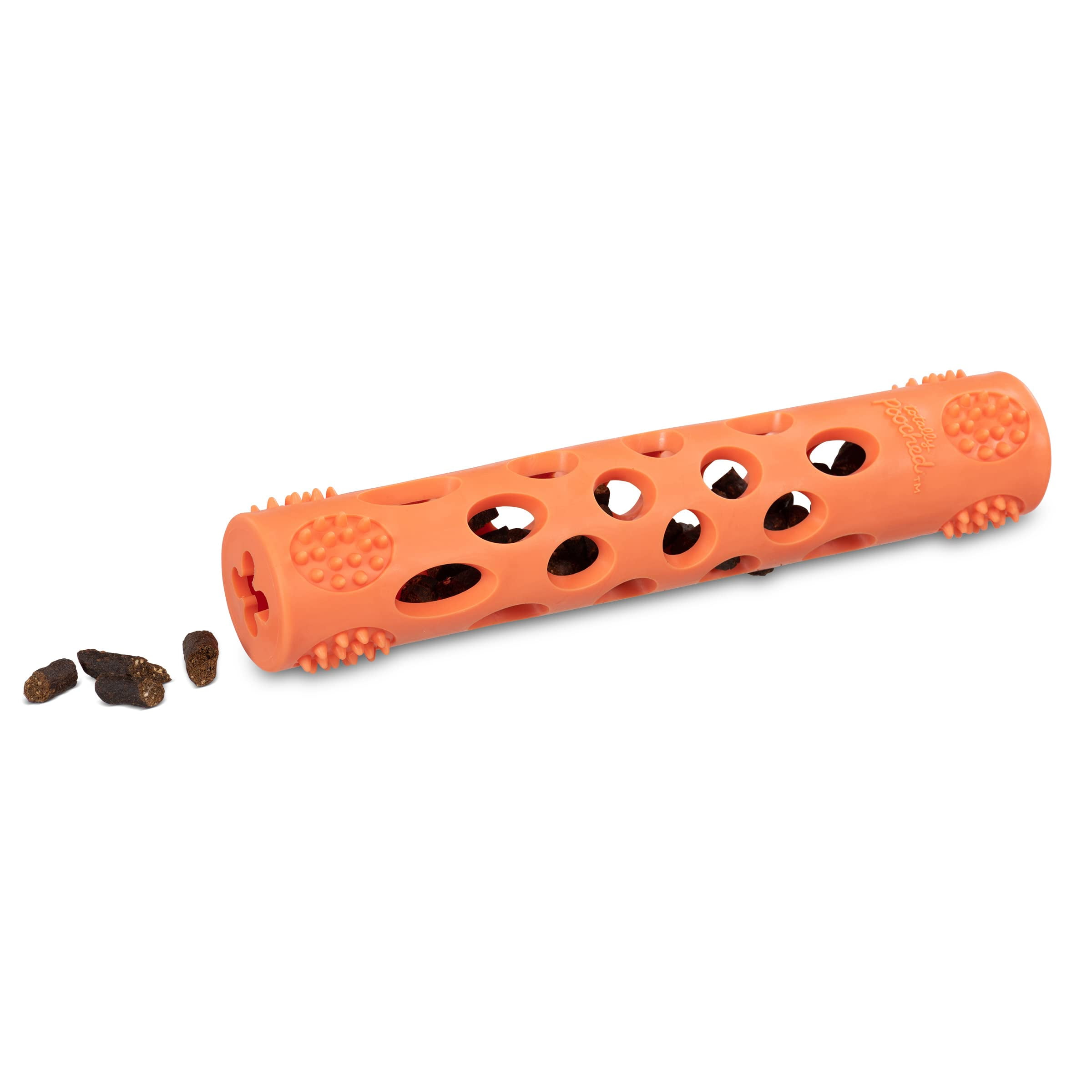Messy Mutts Totally Pooched Huff'n Puff Stick | 10” x 2” TPR Puzzle Stick for Dogs | 2-in-1 Durable Interactive Toy and Tooth Cleaner | Green