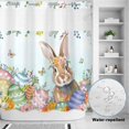 thumbnail image 2 of No Hook Shower Curtain, Easter Bunny Shower Curtains for Bathroom with See Through Top Window, Colorful Easter Eggs Eucalyptus Teal Ombre Waterproof & Washable Bath Curtain Long 72"x78", 2 of 9