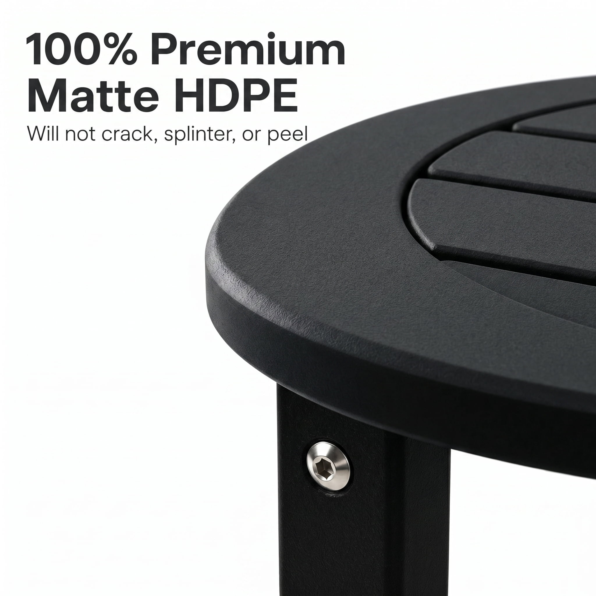 HDPE All-Weather Outdoor Side Table, 15.94×15.94×17.71 Inch Compact Patio End Table, Space-Saving Small Weatherproof Side Table for Porch Balcony Poolside