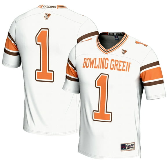 Men's GameDay Greats #1 White Bowling Green St. Falcons Endzone Football Jersey