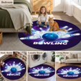 thumbnail image 6 of Bowling Balls Round Area Rugs 3 ft, Abstract Blue Bowling Ball Bottles Purple Washable Small Area Rug with Non-Slip Sturdy Edge Binding Round Front Door Mat Floor Carpet for Entryway, 6 of 9