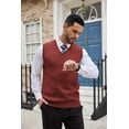 thumbnail image 3 of COOFANDY Men's Sweater Vest V Neck Slim Fit Cable Knitted Sleeveless Pullover Sweater Burgundy, 3 of 6