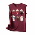 thumbnail image 3 of Women's American Flag Print Tank Top Summer Crew Neck Sleeveless Tee Tank Funny Casual 250th Anniversary Tee Shirts Wine, 3 of 4