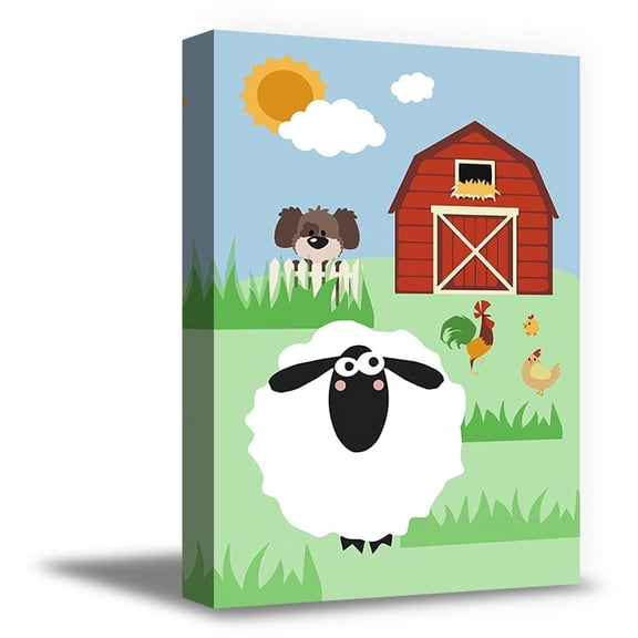 Awkward Styles Farm Animals Framed Art Sheep Art Farm Canvas Decor Kids Room Wall Art Cute Animals Ready to Hang Picture Sunny Household Newborn Baby Room Wall Decor Farm Wallpapers Made in USA
