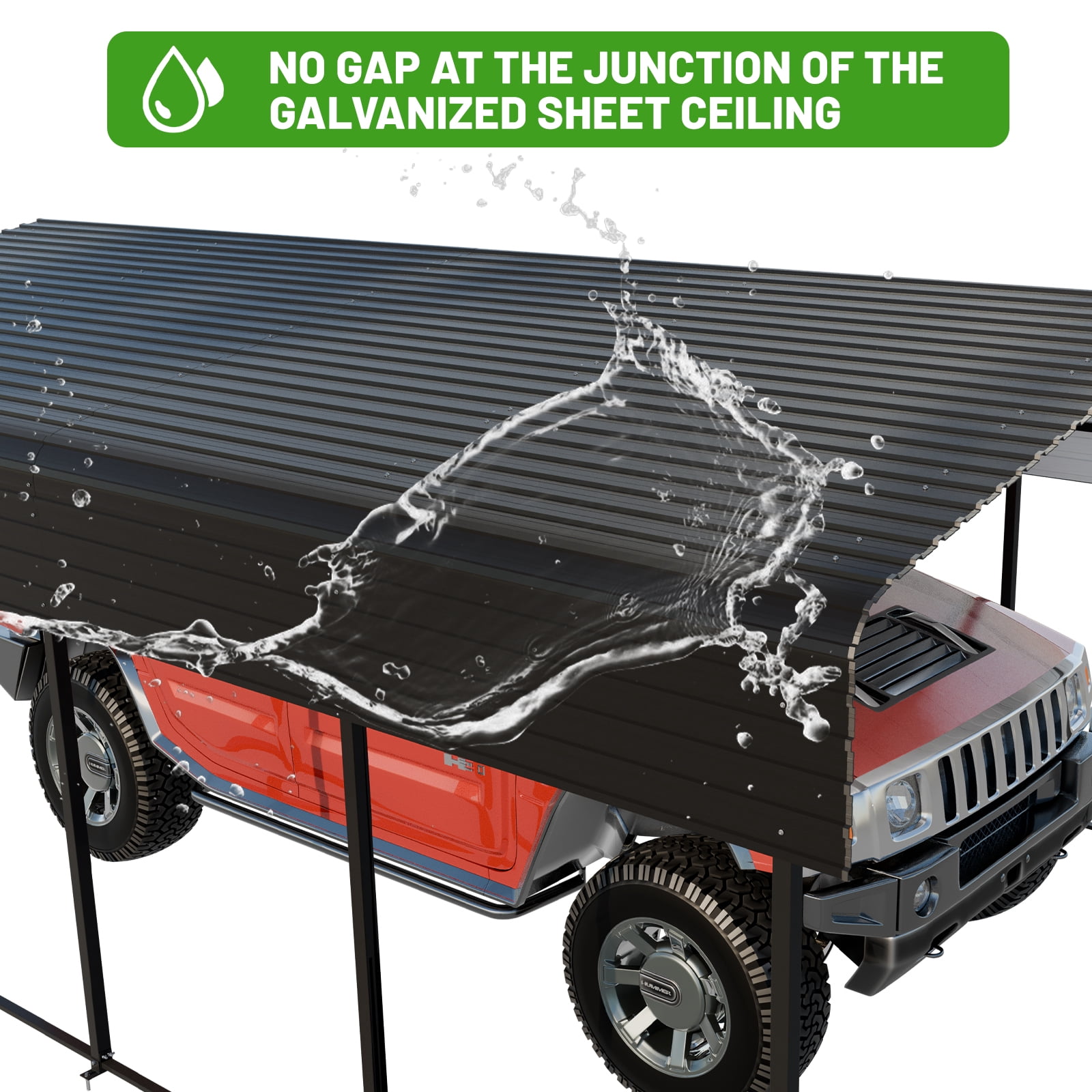 NUGRIART 10x15 FT Heavy Duty Metal Carport,Outdoor Carport Canopy with Galvanized Steel Roof & Reinforced Base for Trucks, Boats,Party