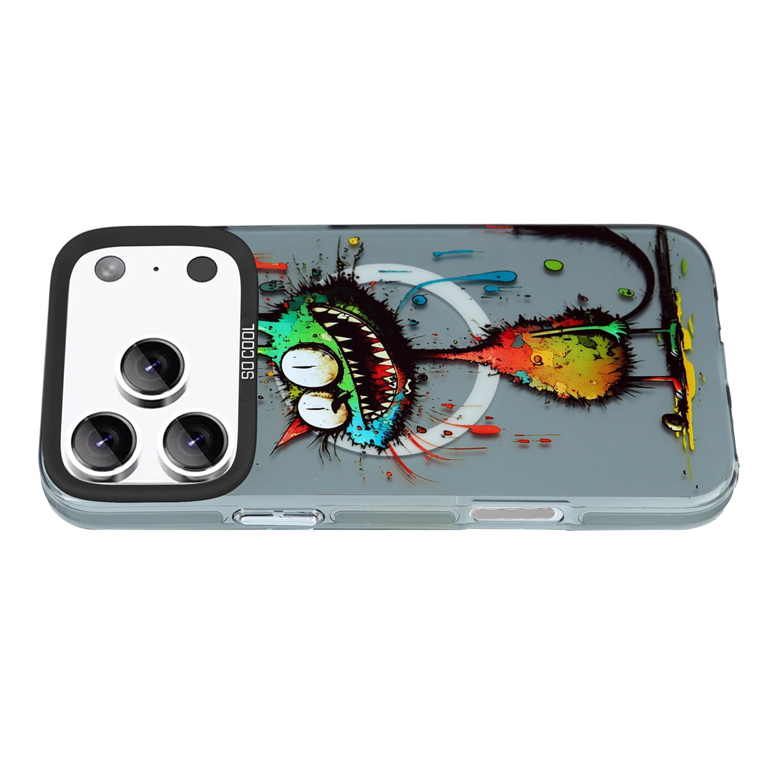 Graffiti Animal Print Shockproof Case for iPhone 17 Pro Max - Teal